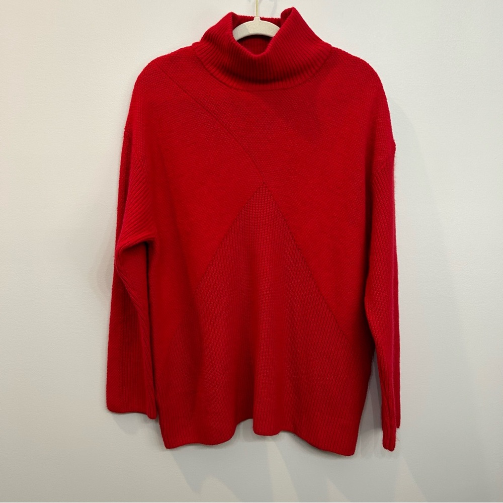 Talbots Woman’s Mixed Stitch Mockneck Red Sweater Size XL
